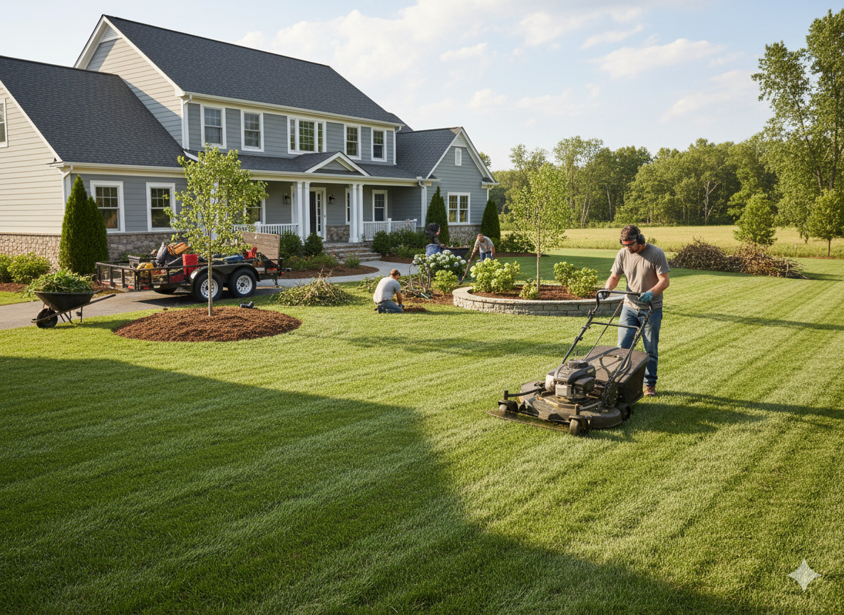 Residential lawn maintenance project